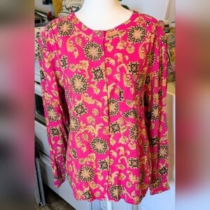 Vibrant Pink and Black Patterned Shirt